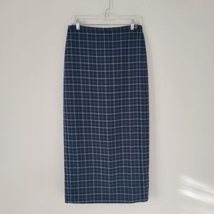 Blue Plaid Midi Skirt